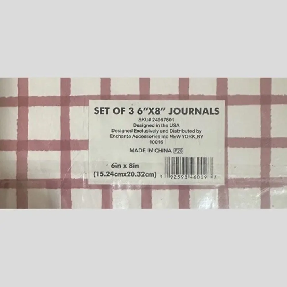 Enchanté Floral Journals Set of 3 6x8 Notebooks Farmhouse Rose Plaid New